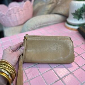 HOBO Tan Leather Wristlet